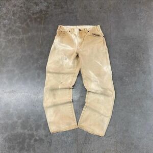 Dickies Tan Carpenter Work Pants Distressed Y2K Straight Leg Workwear 28x29